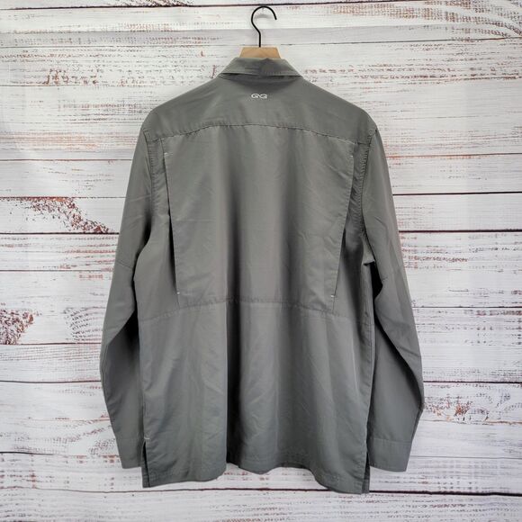 Game Guard Shirt Mens Large 1084 Pockets LOGO Long Sleeve Gray Button Down - Picture 8 of 9